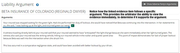 Screenshot of Liability Argument