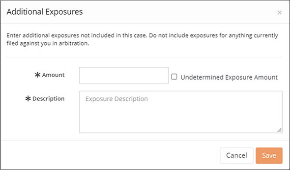 Screenshot of the Additional Exposures section